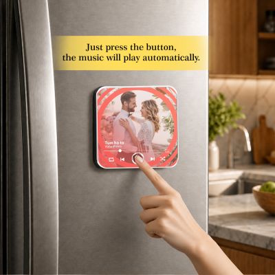 Customized Musical Fridge Magnet with Photo and Song  Romantic Couple Gift for Husband Wife Audio Message Gift Rechargeable Sound Magnet